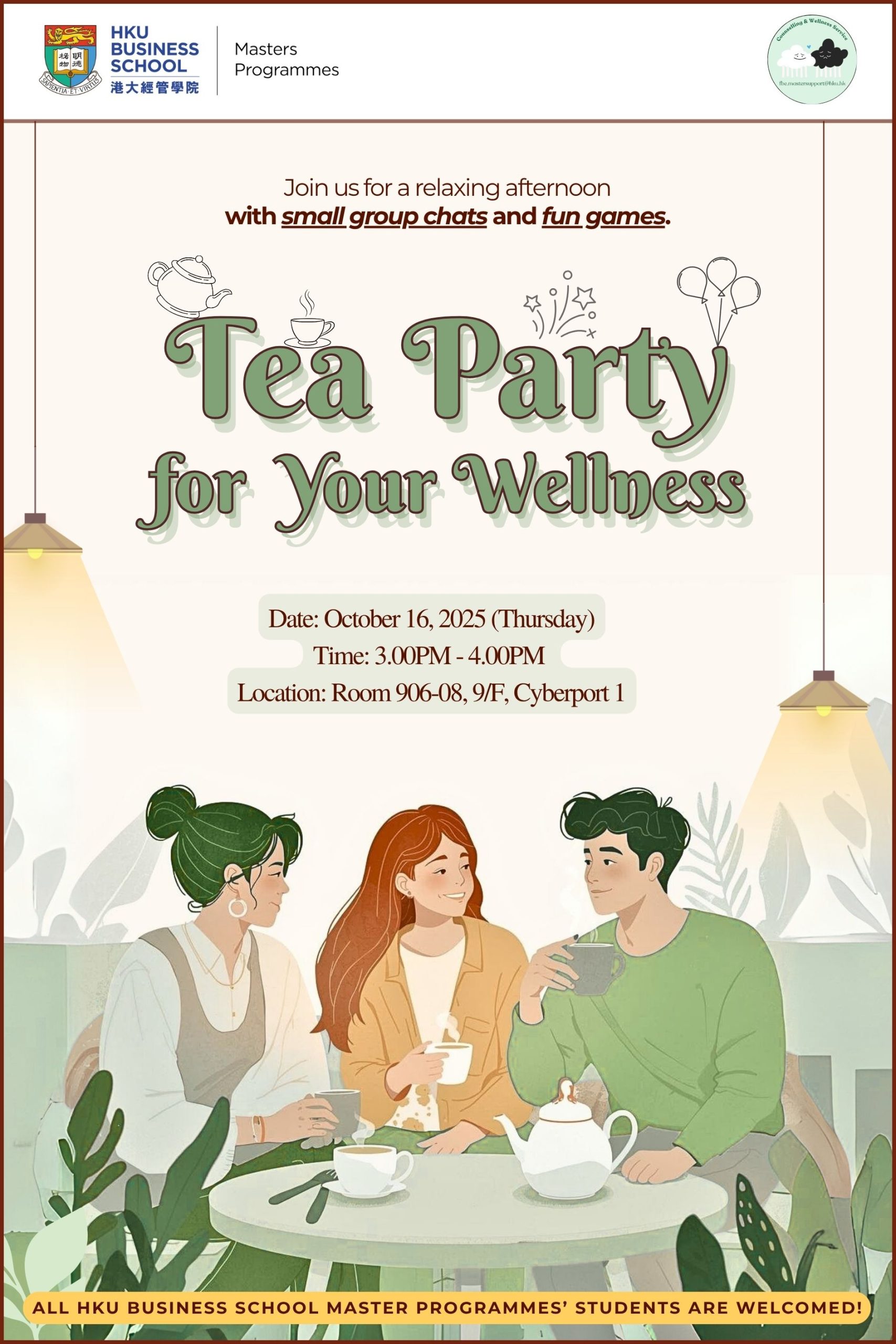 Small group TEA PARTY with Hallie on 16 Oct